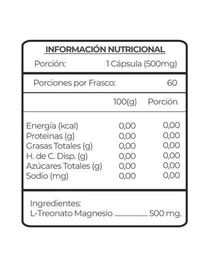 L-TREONATO DE MAGNESIO 60 CÁPSULAS/ 500MG