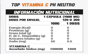 Vitamina C – Ascorbato de Sodio 1000 mg 120 capsulas